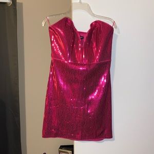 Pink Sequin Mini Dress